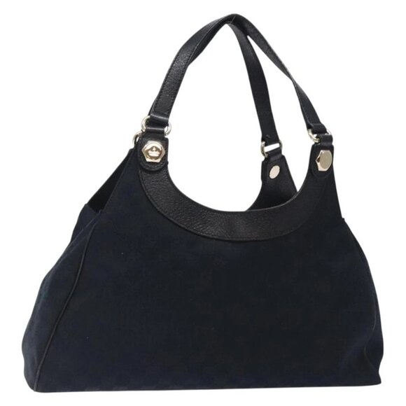 GUCCI GG Canvas Shoulder Bag Black Gold 154981 Auth 131939 - Picture 1 of 16